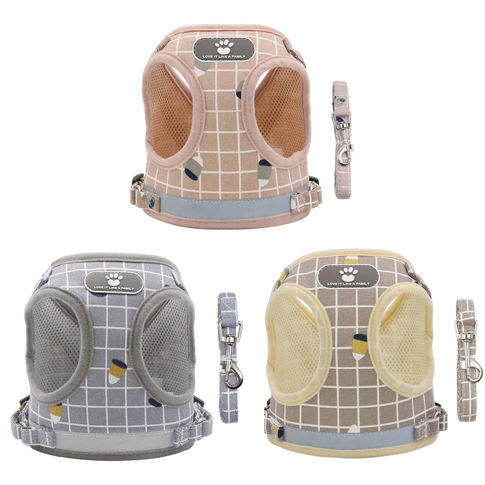 Hampson Plaid Pet Harness and Leash
